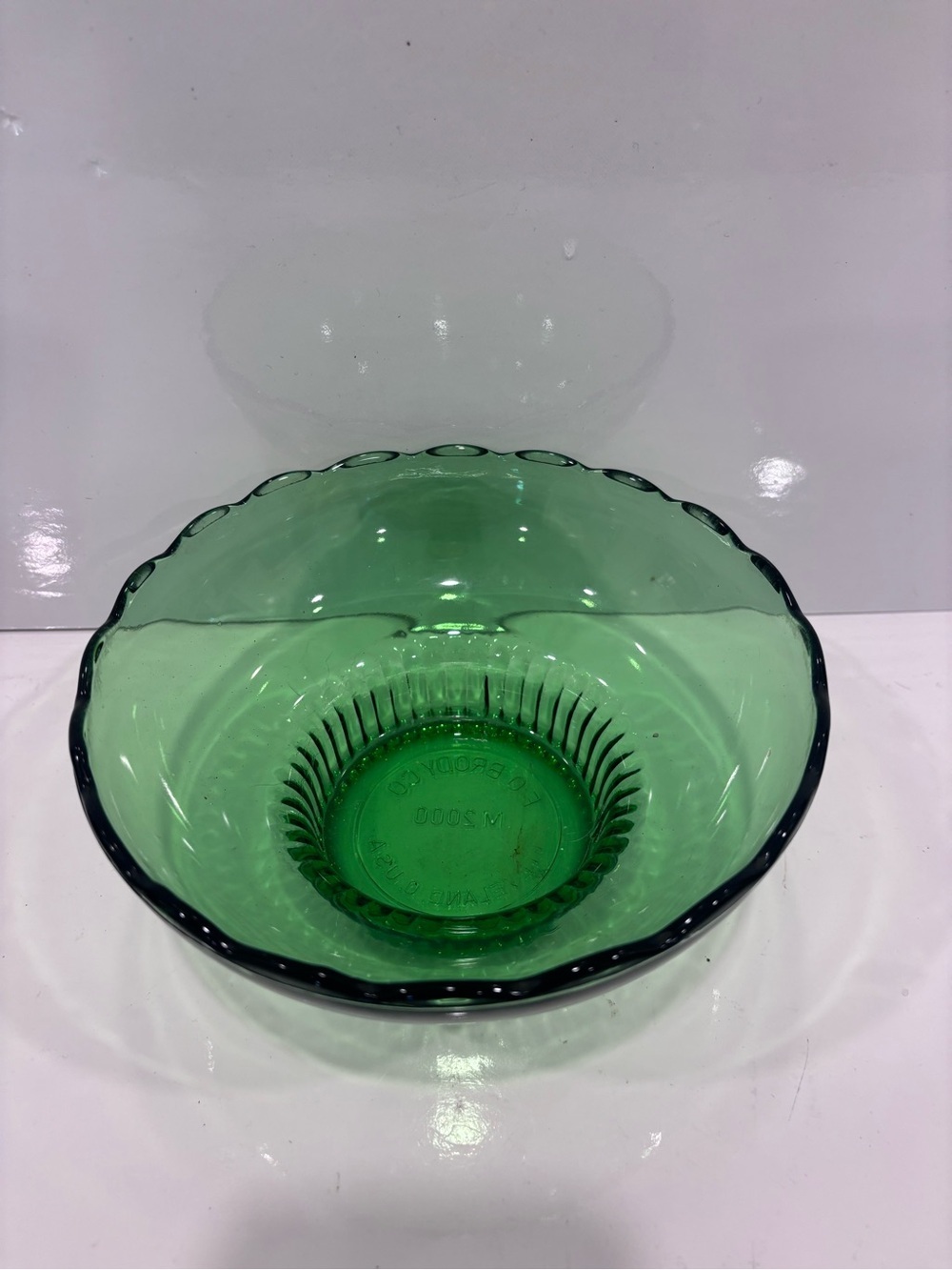 Vintage Green Glass Pedestal Bowl M2000 EO Brody Co Cleveland Ohio USA MCM - Picture 2 of 7